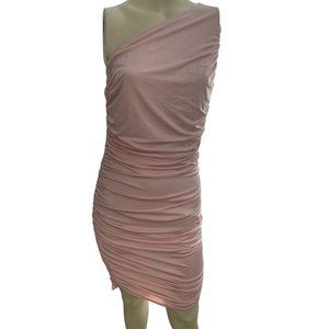 Pretty Garden Pink One Shoulder Bodycon Ruched Dress